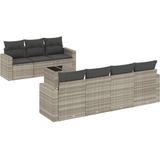 vidaXL - 8-delige - Loungeset - met - kussens - poly - rattan - lichtgrijs