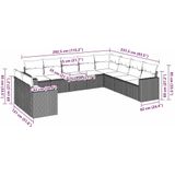vidaXL - 10-delige - Loungeset - met - kussens - poly - rattan - bruin