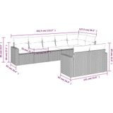 vidaXL - 8-delige - Loungeset - met - kussens - poly - rattan - zwart