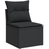 vidaXL - 9-delige - Loungeset - met - kussens - poly - rattan - zwart