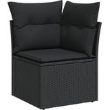vidaXL 10-delige Loungeset met kussens poly rattan zwart