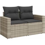 vidaXL - 10-delige - Loungeset - met - kussens - poly - rattan - lichtgrijs