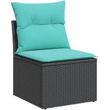 vidaXL 10-tlg. Garten-Sofagarnitur mit Kissen Schwarz Poly Rattan