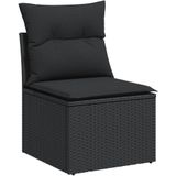 vidaXL 13-delige Loungeset met kussens poly rattan zwart
