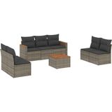 vidaXL 8-delige Loungeset met kussens poly rattan grijs