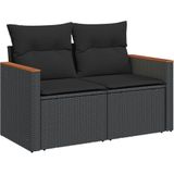 vidaXL - 4-delige - Loungeset - met - kussens - poly - rattan - zwart