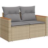 vidaXL 6-delige Loungeset met kussens poly rattan gemengd beige