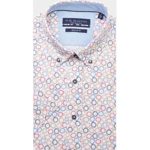 R.B. Boston Casual hemd korte mouw Roze Regular Fit 416670/302