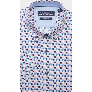 Bos Roze Casual Hemd Korte Mouw Regular Fit