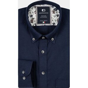 Giordano - Casual Hemd - Blauw - Katoen/Wol - Lange Mouwen