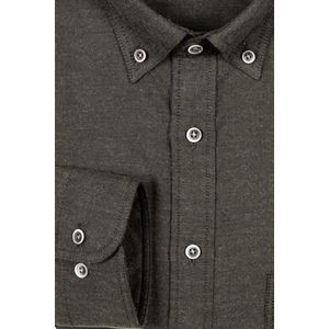 Giordano - Overhemd - Groen Gemêleerd - Katoen/Wol - Wijd Fit