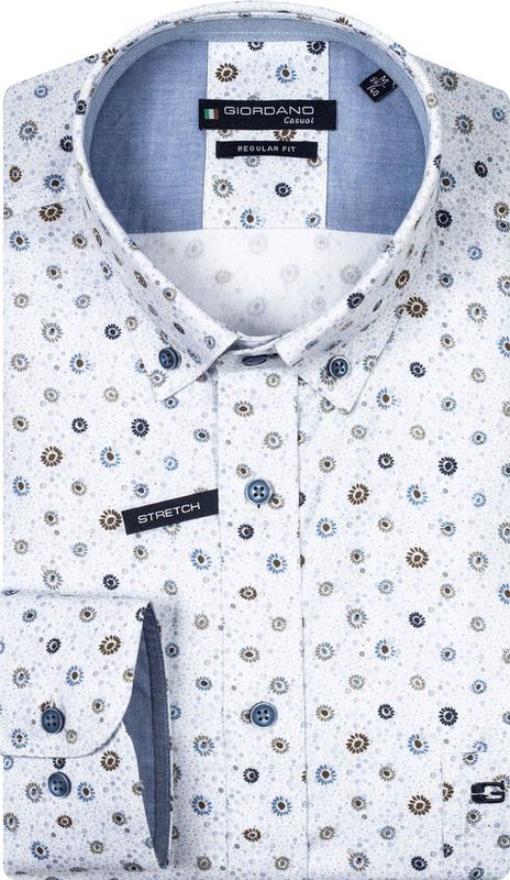 Giordano - 427036 - Overhemd - Blauw - Katoen/Elasthan - Borstzakje