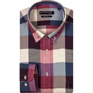 Giordano - Lange Mouw Overhemd - Fuchsia - Katoen - Regular Fit