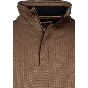 Baileys half zip trui met knoop bruin katoen effen