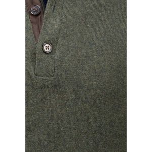 Baileys - Half-Zip Trui - Effen Groen - 100% Lamswol - Normale Fit