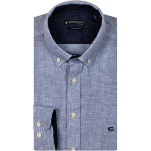 Giordano - Overhemd - Blauw - Linnen - Button-Down - Wijde Fit