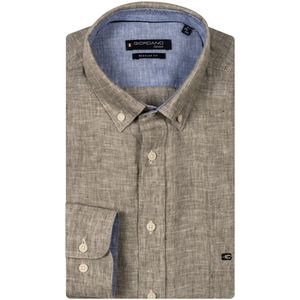 Giordano - Overhemd - Khaki - Gemêleerd - Linnen