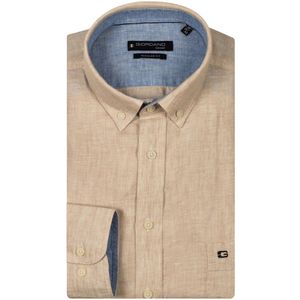 Giordano - Overhemd - Camel Gemêleerd - Linnen