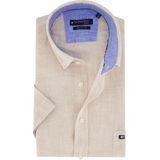 Giordano - Overhemd - Beige - Linnen - Korte Mouw