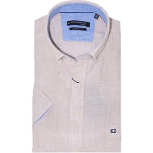 Giordano - Overhemd - Beige - Linnen - Korte Mouw