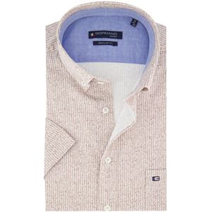 Giordano - Overhemd - Geprint - Beige - Korte Mouw - Button-Down