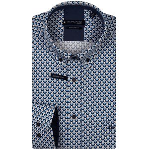 Giordano - Overhemd - Donkerblauw - Katoen Stretch - Wijde Fit
