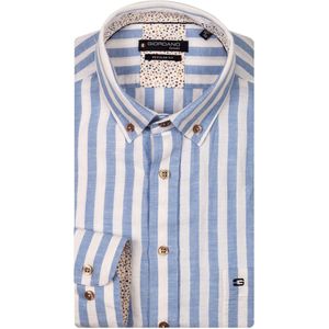 Giordano - Overhemd - Lichtblauw Gestreept - Linnen/Katoen