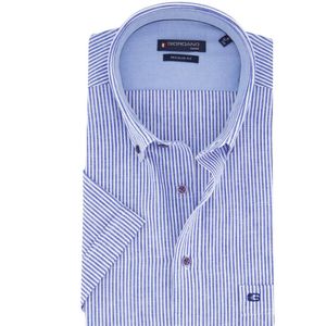 Giordano - Overhemd - Korte Mouw - Navy - Gestreept - Met Borstzak