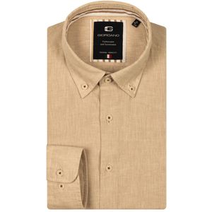 Giordano - Overhemd - Camel - Katoen/Linnen - Wijde Fit