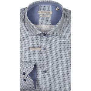 Giordano Navy Standaard lange mouw Modern Fit Print Overhemd 517825 60