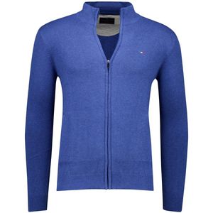 Portofino - Vest - Blauw Gemeleerd - Katoen - Normale Fit