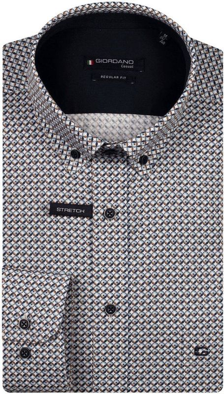 Giordano - Lange Mouw Overhemd - Heren - Blauw - 100% Katoen - 527020