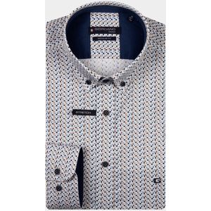 Giordano - Ivy Long Sleeve Button Down - Overhemd - Donkerblauw - Lange Mouw - Satin Stretch Graphic Print