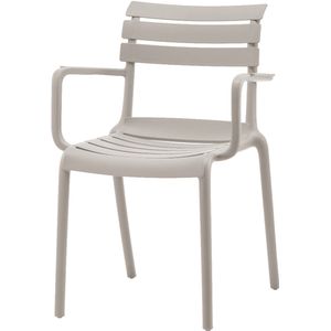DS4U® Zayn Tuinstoel Beige – Stapelbare Kunststof Terrasstoel met Armleuningen – Comfortabele Buitenstoel voor Tuin & Balkon – Weerbestendig & Ruimtebesparend