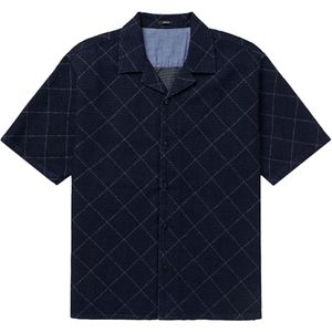 Denham Bowling Shirt Donkerblauw
