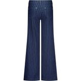 Tramontana - Wide Leg Regular Waist Broek - Dark Blue Denim - Krijtstreep