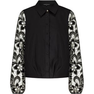 Tramontana - Blouse - Zwart - Katoen - Lange Mouwen