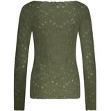 Tramontana - Top - Mos Groen - Normale Lengte - Ronde Hals - Gedeeltelijk Transparante Bloemenprint