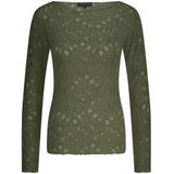 Tramontana - Top - Mos Groen - Normale Lengte - Ronde Hals - Gedeeltelijk Transparante Bloemenprint