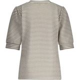 Tramontana - Fancy Striped Top - Ecru - Korte Mouwen