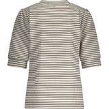 Tramontana - Fancy Striped Top - Ecru - Korte Mouwen