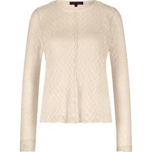 Tramontana - Long-Sleeve Stretch Lace Top - Ecru - Blousetop