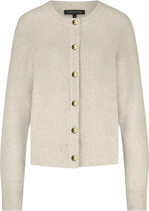 Tramontana - Sequin Cardigan - Ecru - Gebreid Vest