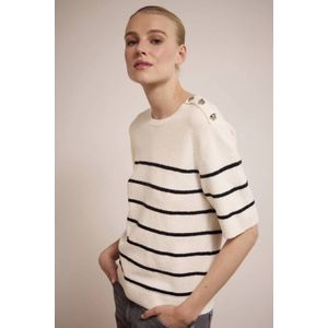Tramontana - Bouclé Striped Jumper - Gebreide Trui - Wit