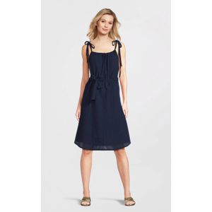 Tramontana - Jurk - Donkerblauw - Katoen - Spaghettibandjes
