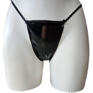 String - Maat L/XL - Datex LATEX en Stof- Zwart - - Fetish erotische kleding dames
