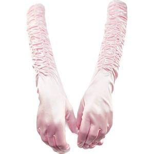 BamBella® - Handschoenen feest Lang Roze - dames - One Size