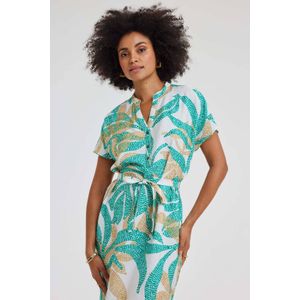 Didi - Zomerjurk - Blauw - Midi - Korte Mouwen - Mao-kraag