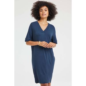 Didi - Bisou - Jurk - Donkerblauw - Loose Dress - Korte Mouwen - V-hals