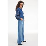 Didi - Blouse - Blauw - Rechtvallende Pasvorm - Lange Mouwen